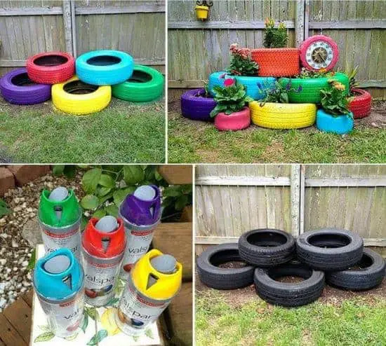 a42a2aa6c7440291c38ba9adc5892a56 M 10 DIY ideas of reused tires for your garden in decoration 2  with Tires swing planter Inner tubes garden DIY decoration 