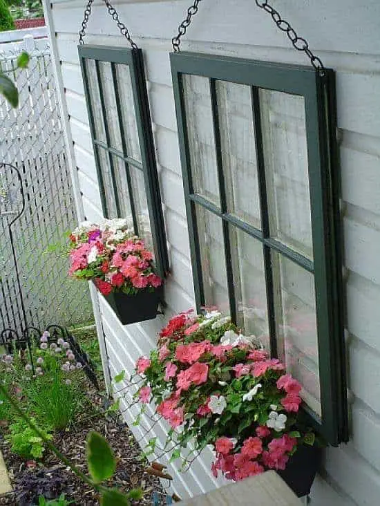 Old Window Repurposed Into Planters