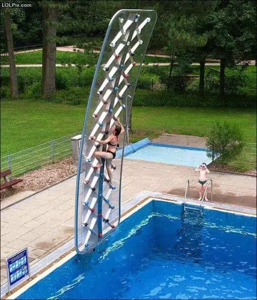 Climbing Wall on a Pool ! 32 - pool