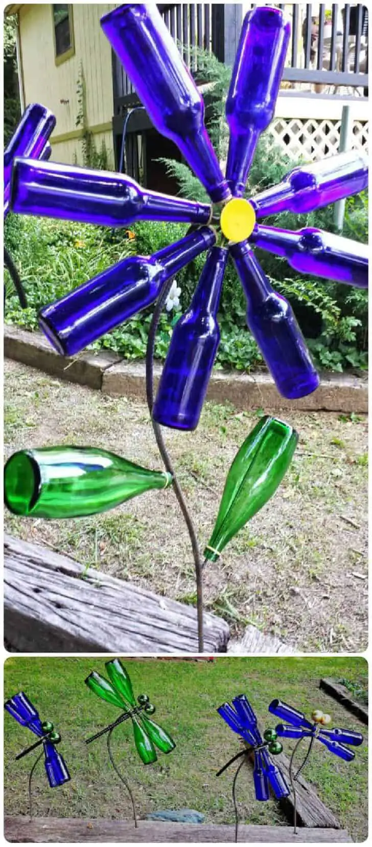 Upcycled Glass Bottle in the Garden 10 - Garden Decor