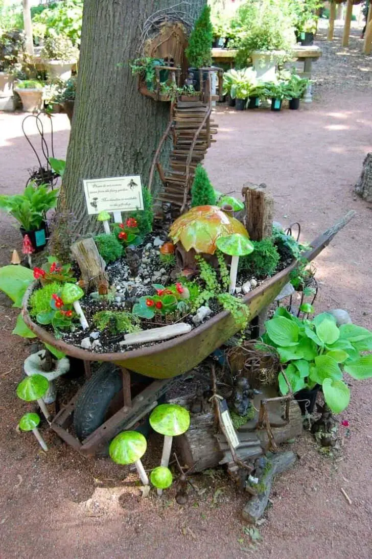 Wheelbarrow Fairy Garden 4 - Garden Decor