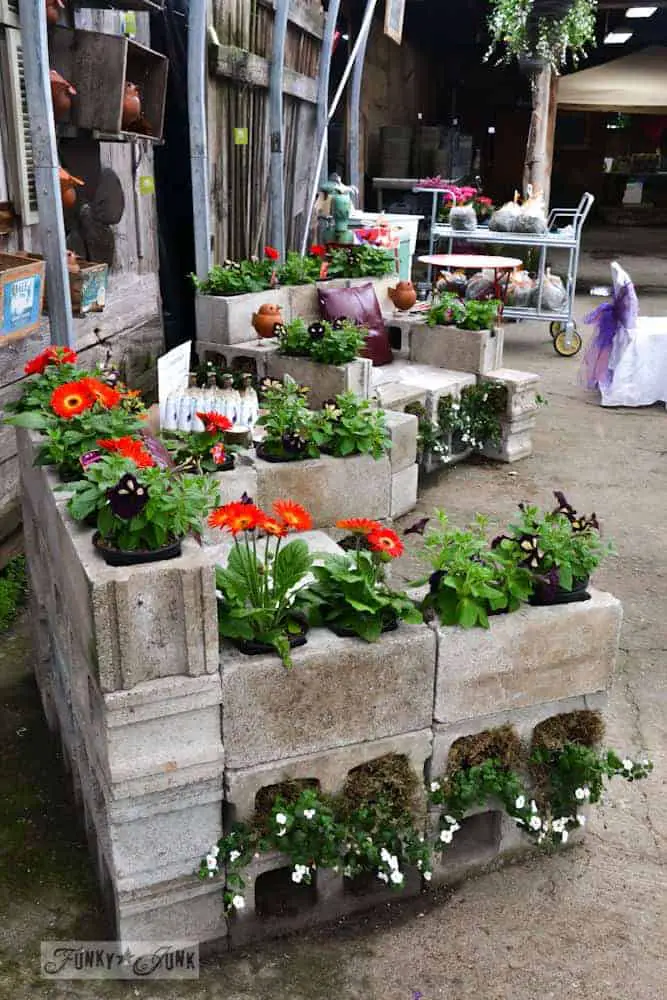 Reused Cinder Block Chair 1 - Flowers & Plants