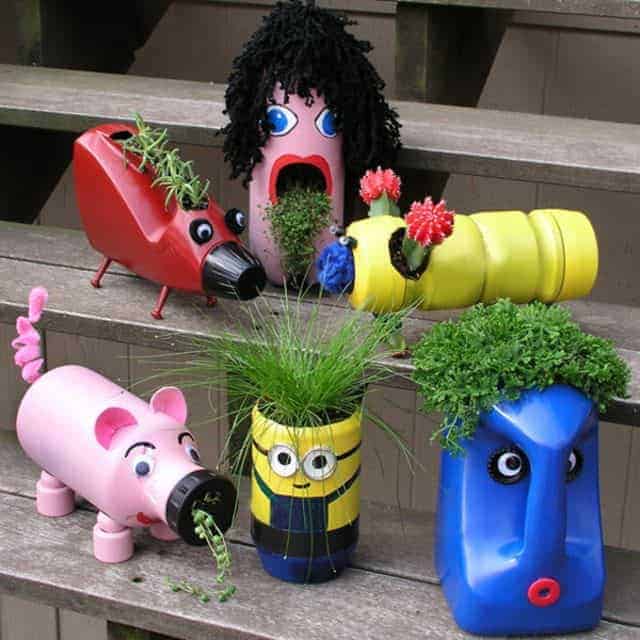 Lovely Planters for Kids from Upcycled Plastic Bottles 29 - bottle