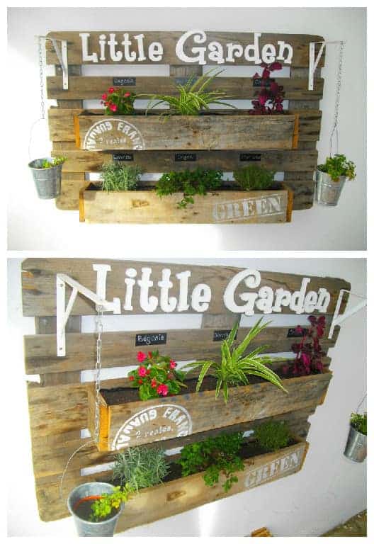 Upcycled Pallet Wall Planter 21 - herbgarden