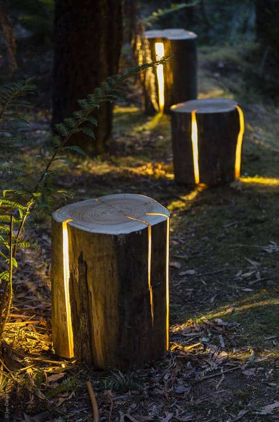 Garden Cracked Log Lamps 25 - Outdoor Lighting