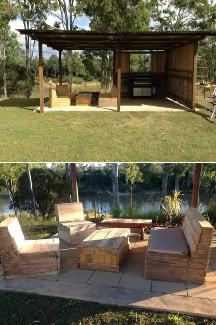 Outdoor Kitchen & Garden Steps Made Out Of Recycled Pallets