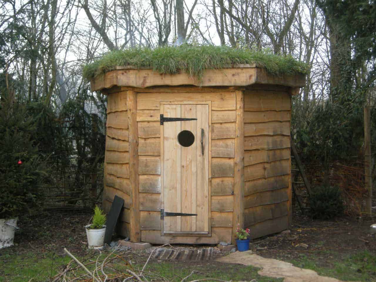 Hexagonal Timber Frame Sauna With Green Roof â€¢ 1001 Gardens