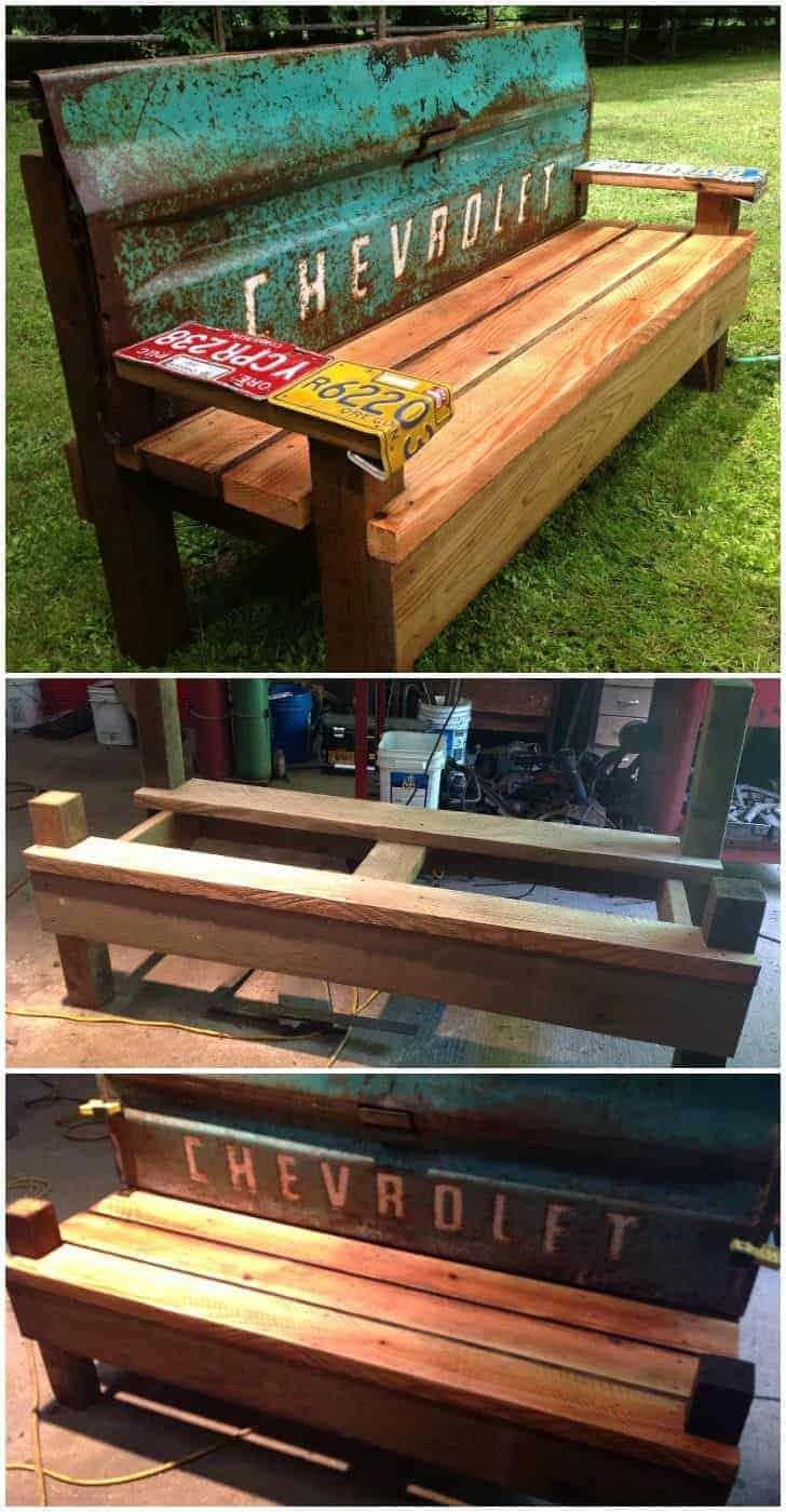 Diy Garden Bench With An Old Car Tailgate 1