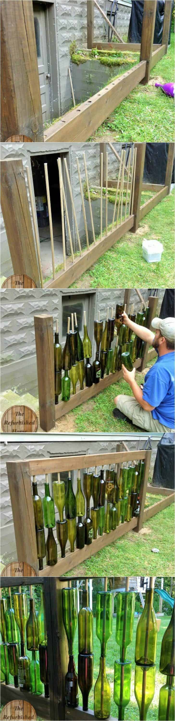 Make Your Repurposed Wine Bottle Fence