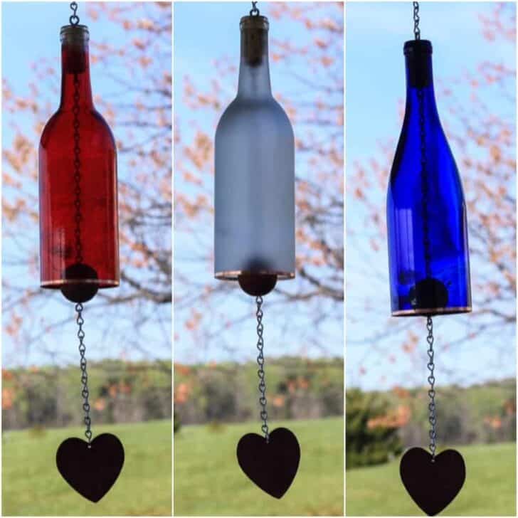 Colored Wine Bottle Wind Chime