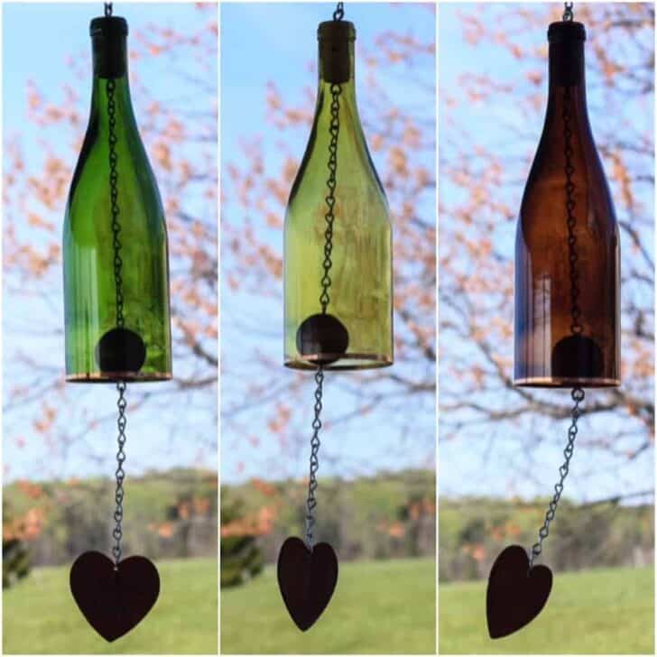 Colored Wine Bottle Wind Chime