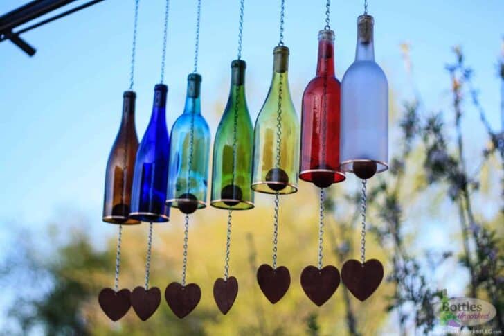 Colored Wine Bottle Wind Chime