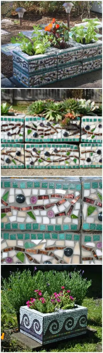 Mosaic Cinder Block Planter