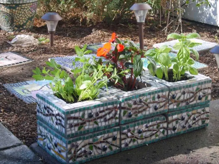 Mosaic Cinder Block Planter