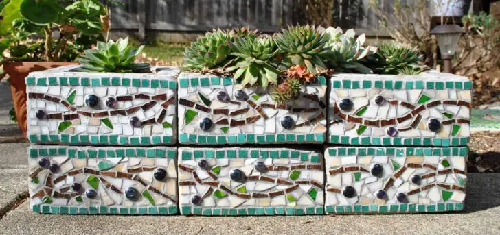 Mosaic Cinder Block Planter 2 - Flowers & Plants