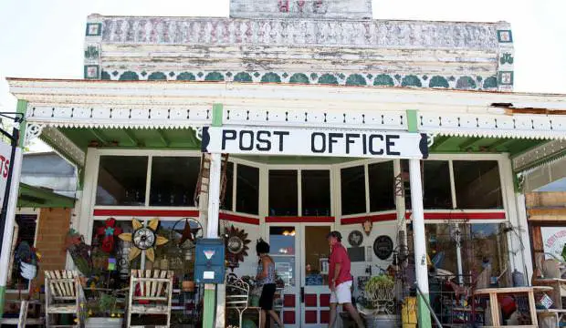 Before the Wall-Mounted Mailbox, there were community post offices like this one in Hye, Tx. that is slated for demolition, but the residents are fighting to save it.