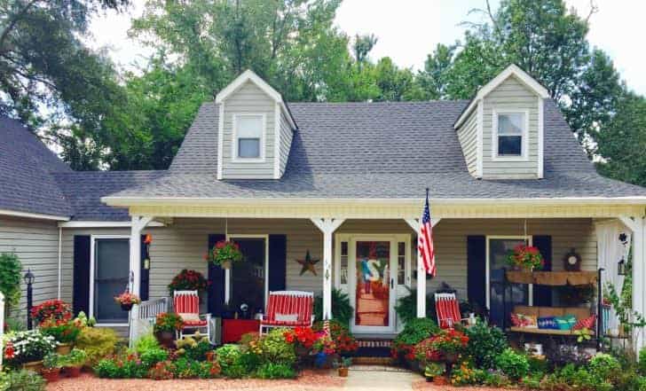 A charming Cottage Garden makes a gorgeous backdrop for holiday decor.