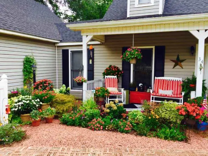 Use neutrals for your walkways in your Cottage Garden to highlight little planting areas. 