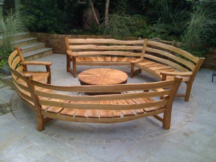 Curved Outdoor Bench