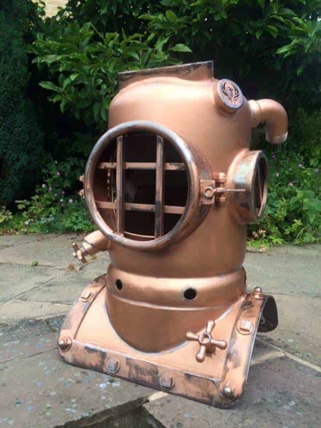 Dive Helmet Wood Burner Fire Pit